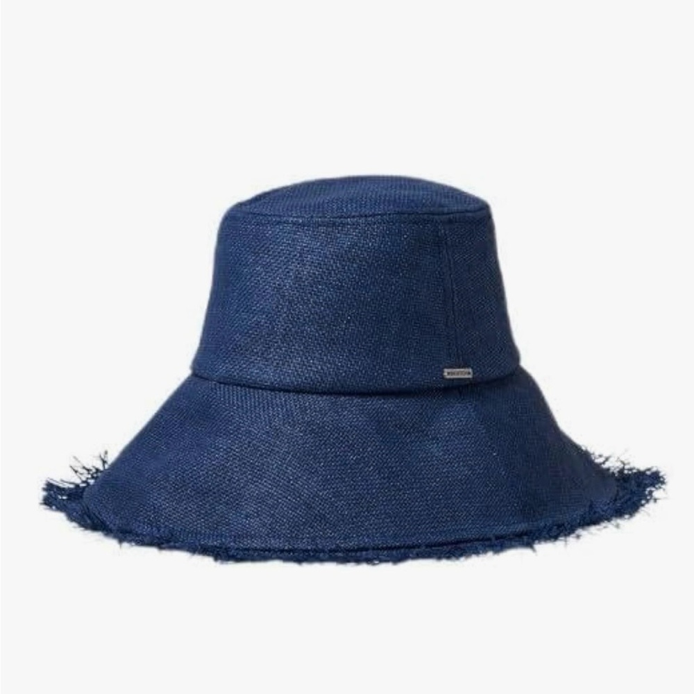 NWT Brixton Alice Straw Joe Blue Raw Edge Bucket Hat SZ S